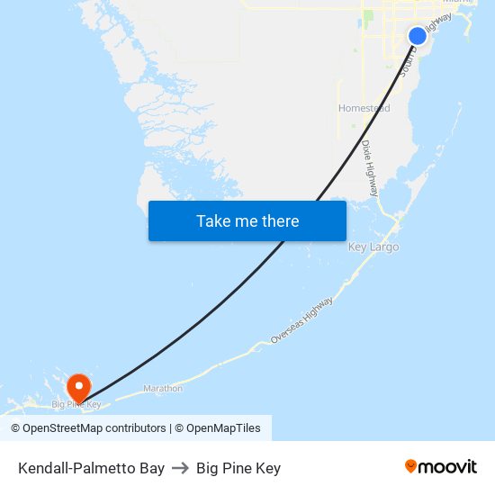 Kendall-Palmetto Bay to Big Pine Key map