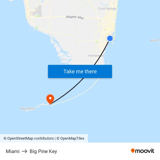 Miami to Big Pine Key map