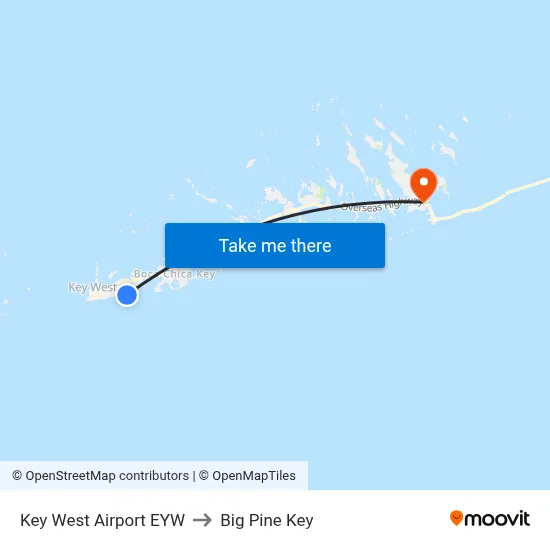 Key West Airport EYW to Big Pine Key map