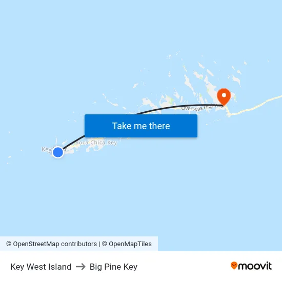 Key West Island to Big Pine Key map