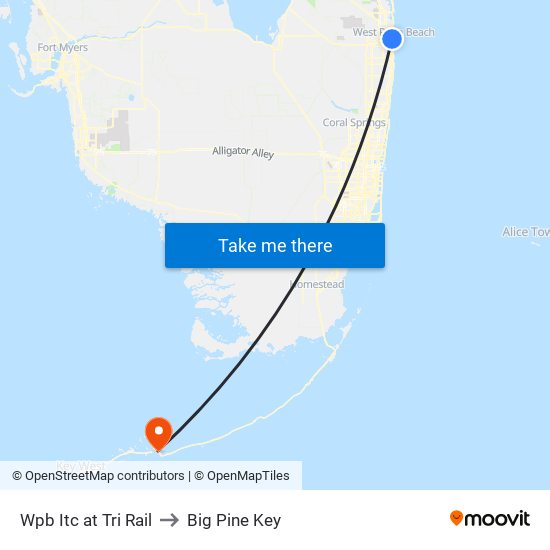 WPB ITC at TRI RAIL to Big Pine Key map