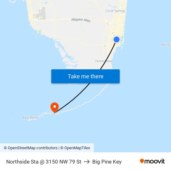 Northside Sta @ 3150 NW 79 St to Big Pine Key map