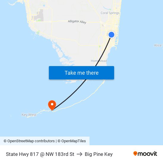 State Hwy 817 @ NW 183rd St to Big Pine Key map