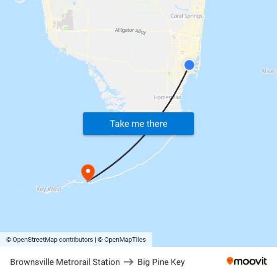 Brownsville Metrorail Station to Big Pine Key map