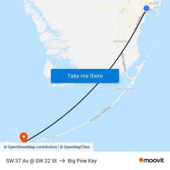 SW 37 Av @ SW 22 St to Big Pine Key map