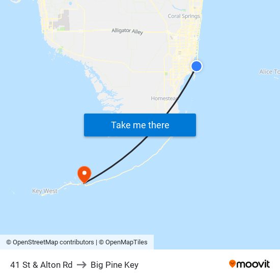 41 St & Alton Rd to Big Pine Key map