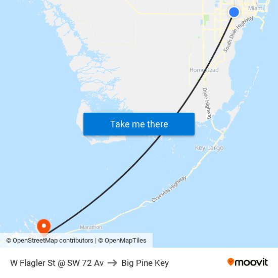 W Flagler St @ SW 72 Av to Big Pine Key map