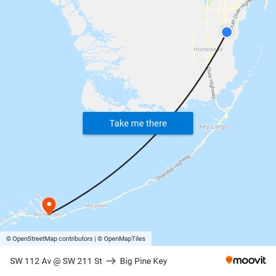 SW 112 Av @ SW 211 St to Big Pine Key map