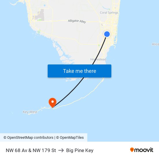 NW 68 Av & NW 179 St to Big Pine Key map