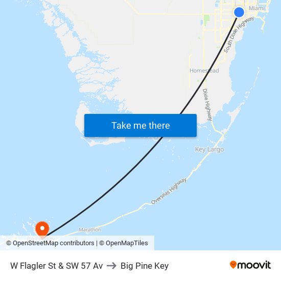 W Flagler St & SW 57 Av to Big Pine Key map