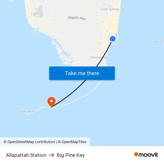 Allapattah Station to Big Pine Key map