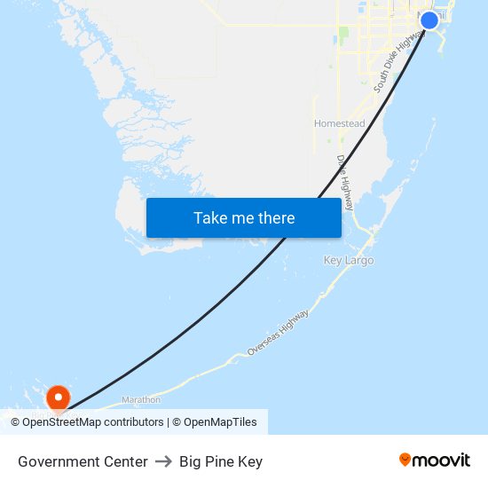 Government Center to Big Pine Key map