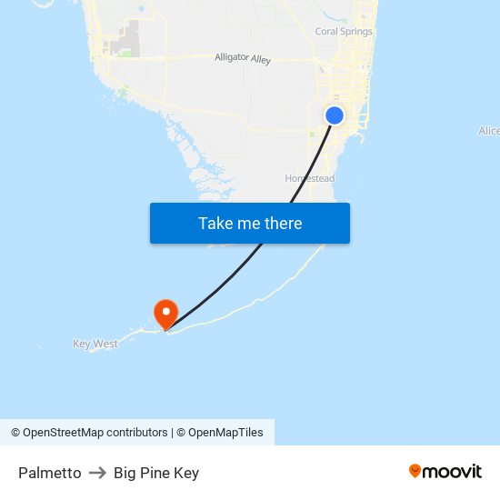 Palmetto to Big Pine Key map