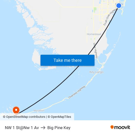 NW 1 St@Nw 1 Av to Big Pine Key map