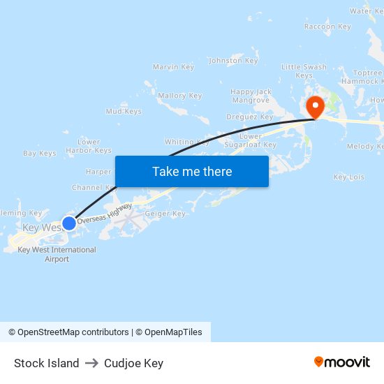 Stock Island to Cudjoe Key map