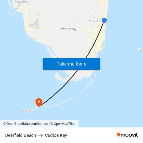 Deerfield Beach to Cudjoe Key map