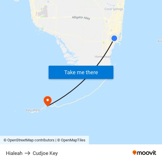 Hialeah to Cudjoe Key map