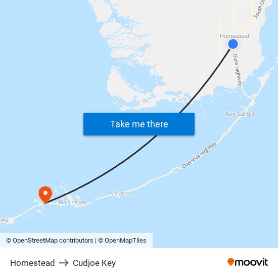 Homestead to Cudjoe Key map