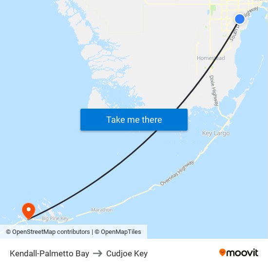 Kendall-Palmetto Bay to Cudjoe Key map