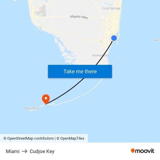 Miami to Cudjoe Key map