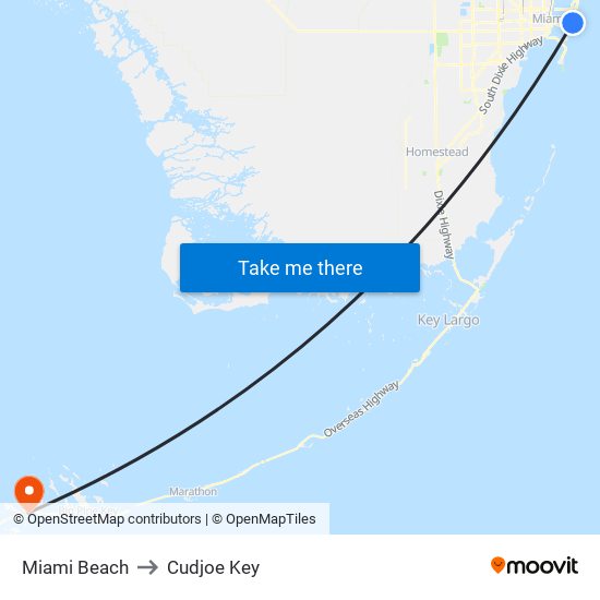 Miami Beach to Cudjoe Key map