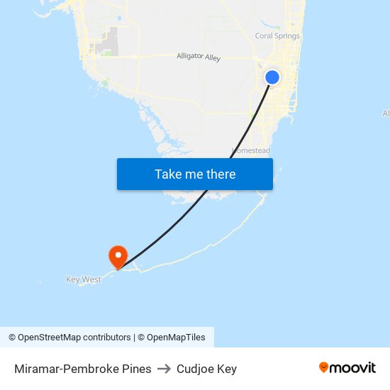 Miramar-Pembroke Pines to Cudjoe Key map