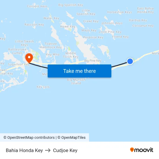 Bahia Honda Key to Cudjoe Key map