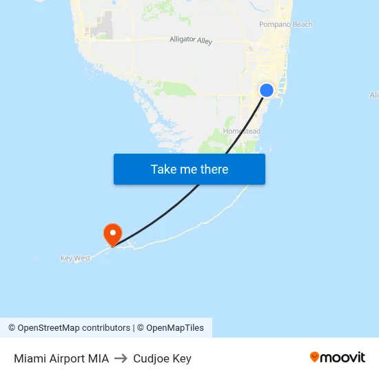 Miami Airport MIA to Cudjoe Key map