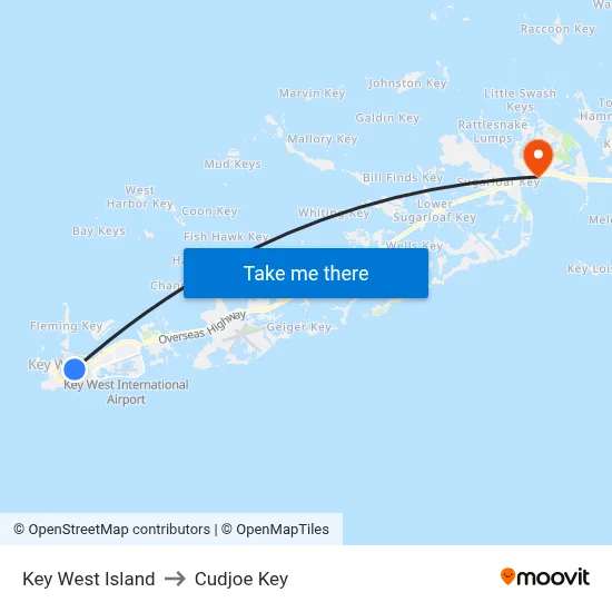 Key West Island to Cudjoe Key map