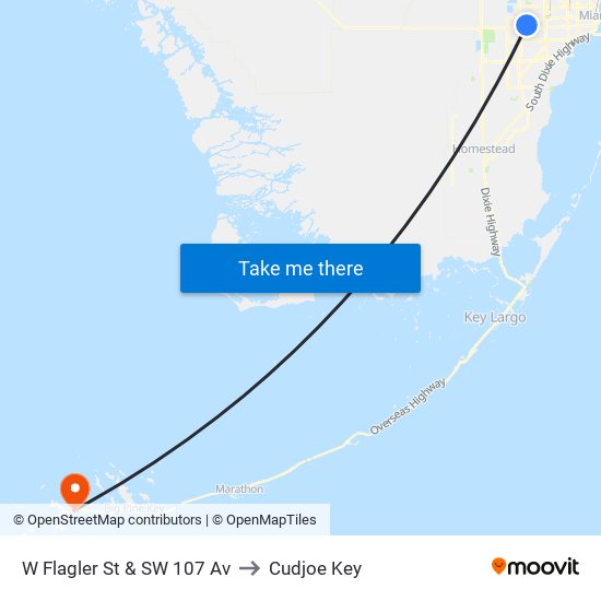 W Flagler St & SW 107 Av to Cudjoe Key map