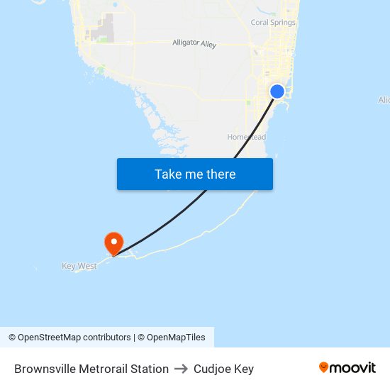 Brownsville Metrorail Station to Cudjoe Key map
