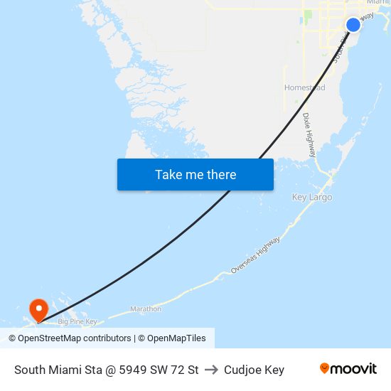 South Miami Sta @ 5949 SW 72 St to Cudjoe Key map