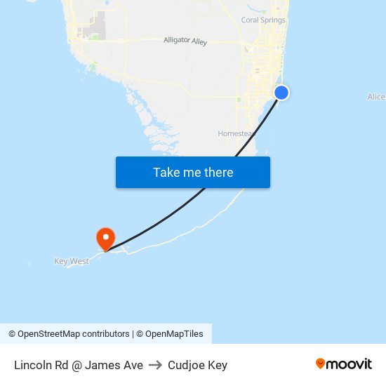 Lincoln Rd @ James Ave to Cudjoe Key map