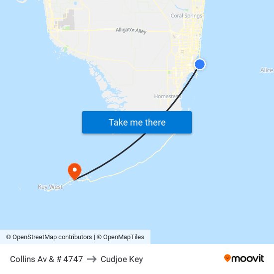 Collins Av & # 4747 to Cudjoe Key map