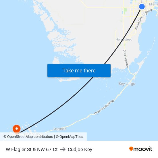 W Flagler St & NW 67 Ct to Cudjoe Key map