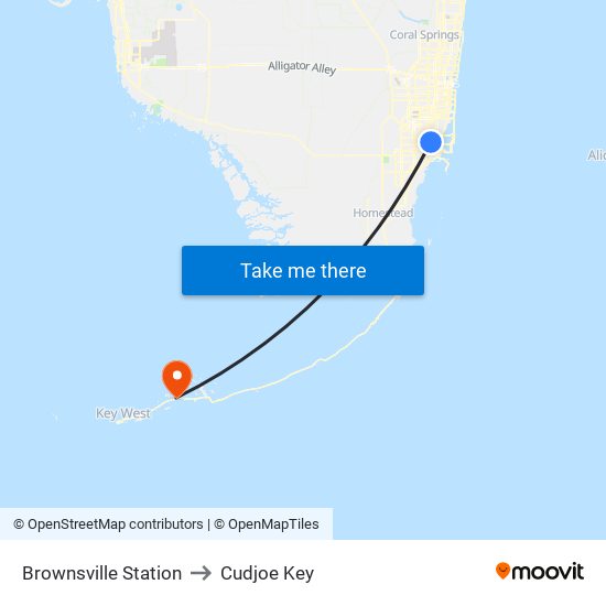 Brownsville Station to Cudjoe Key map