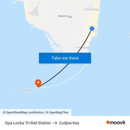 Opa-Locka Tri-Rail Station to Cudjoe Key map