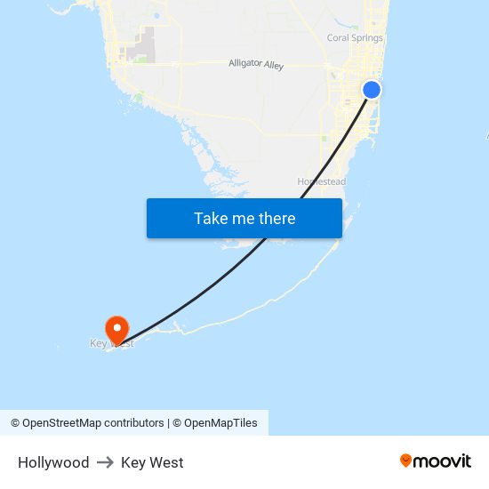 Hollywood to Hollywood map
