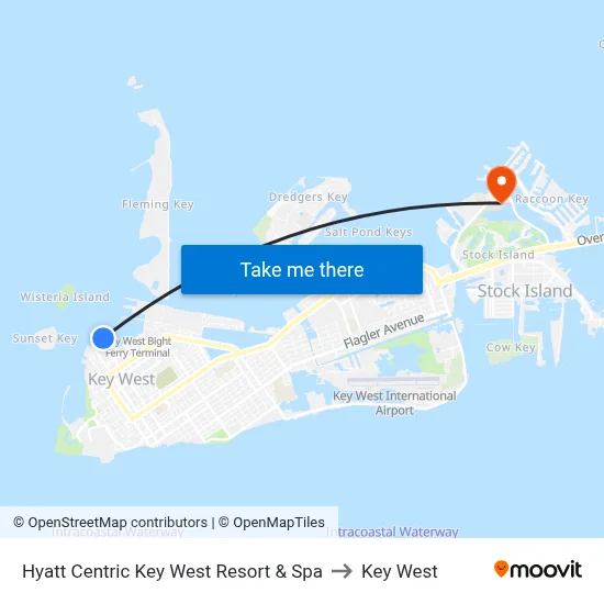 Hyatt Centric Key West Resort & Spa to Key West map