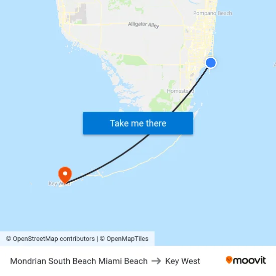 Mondrian South Beach Miami Beach to Key West map