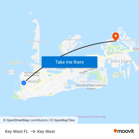 Key West FL to Key West map