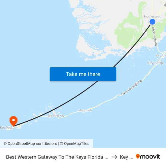 Best Western Gateway To The Keys Florida City Homestead Everglades to Key West map