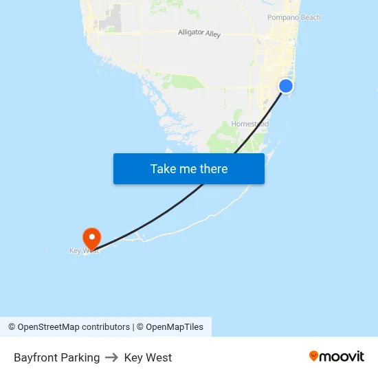 Bayfront Parking to Key West map