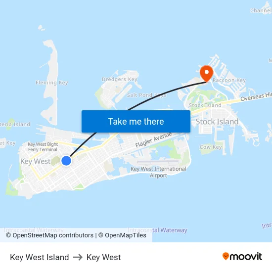 Key West Island to Key West map