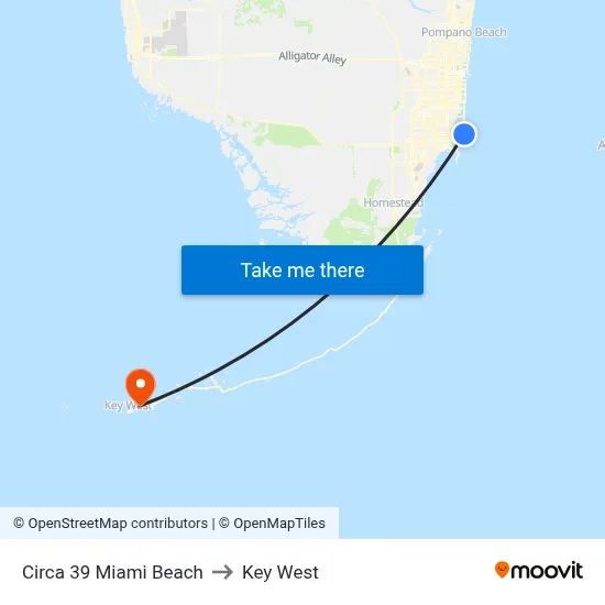 Circa 39 Miami Beach to Key West map