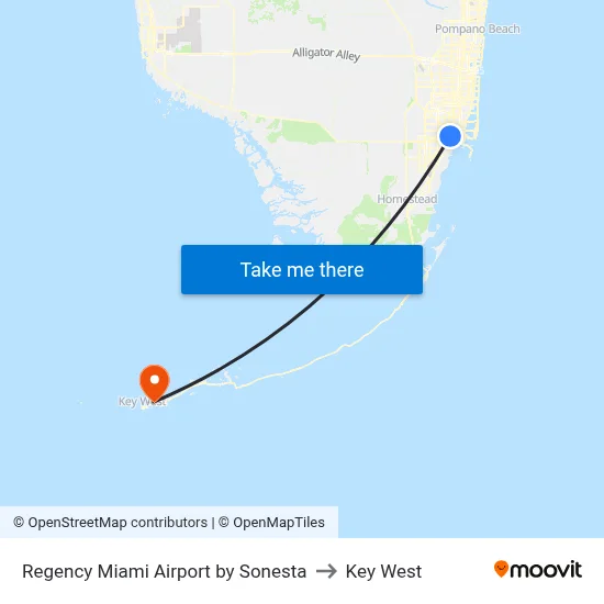 Regency Miami Airport by Sonesta to Key West map