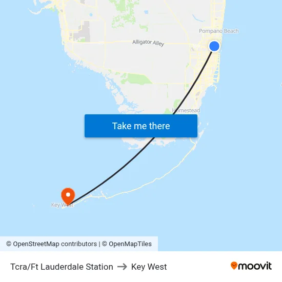 Tcra/Ft Lauderdale Station to Key West map