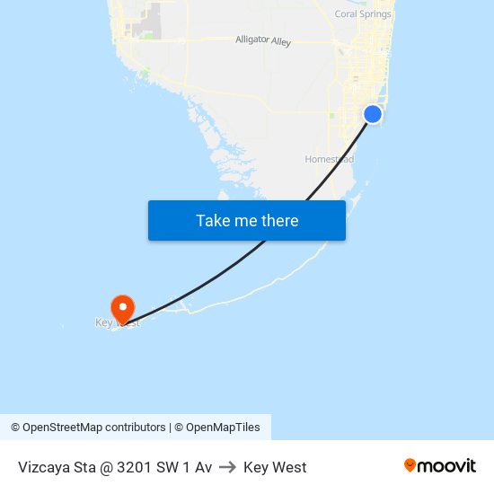 Vizcaya Sta @ 3201 SW 1 Av to Key West map