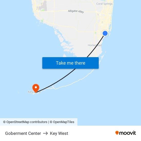 Goberment Center to Key West map