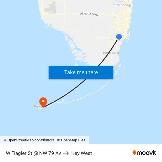 W Flagler St @ NW 79 Av to Key West map